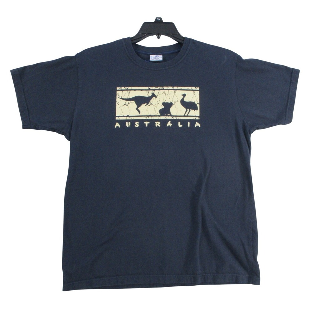 Australia Souvenir T-Shirt Mens Medium Navy Blue Kangaroo Koala‎ Emu Graphic Tee